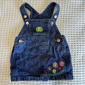 John Deere Baby Girl Bibs Overalls Skirt Denim 3-6 Months Embroidered Jean Dress